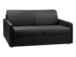 Sofá cama 3 lugares colchão de 18 cm pele sintética preta CALIFE