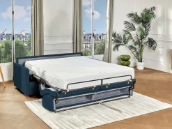 Sofá cama 4 lugares colchão de 22 cm tecido cinzento CALIFE