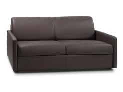 Sofá cama 3 lugares colchão de 22 cm pele sintética Castanho CALIFE