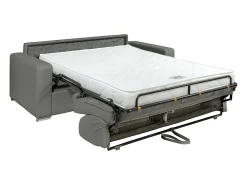 Sofá cama 3 lugares colchão de 14 cm pele sintética cinzenta CALITO