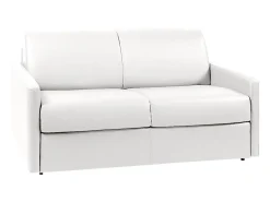 Sofá cama 2 lugares colchão de pele sintética branca CALIFE