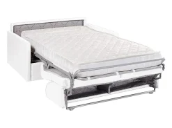 Sofá cama 2 lugares colchão de pele sintética branca CALIFE