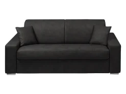 Sofá cama 3 lugares em tecido cinzento escuro colchão de 14 cm EMIR