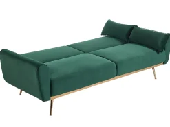 Sofá cama clic clac de 3 lugares em veludo verde - LAUNEI