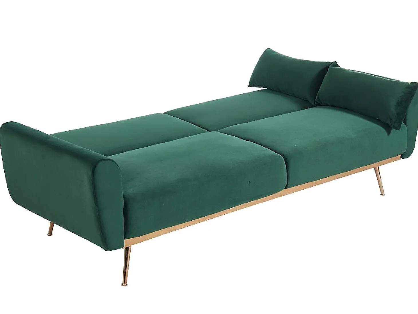 Sofá cama clic clac de 3 lugares em veludo verde - LAUNEI