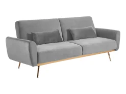 Sofá cama clic clac de 3 lugares em veludo cinzento - LAUNEI