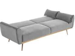 Sofá cama clic clac de 3 lugares em veludo cinzento - LAUNEI