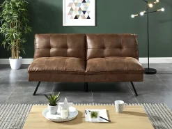 Sofá cama clic clac de 3 lugares em microfibra envelhecida PEGULA