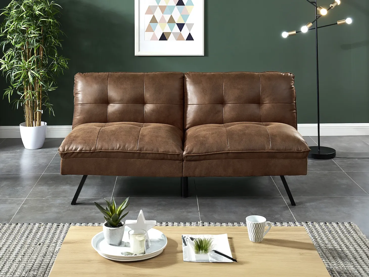 Sofá cama clic clac de 3 lugares em microfibra envelhecida PEGULA
