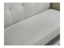 Sofá Cama Conversível Escandinavo 3 Lugares Bege MALMO Veludo Azul Noite