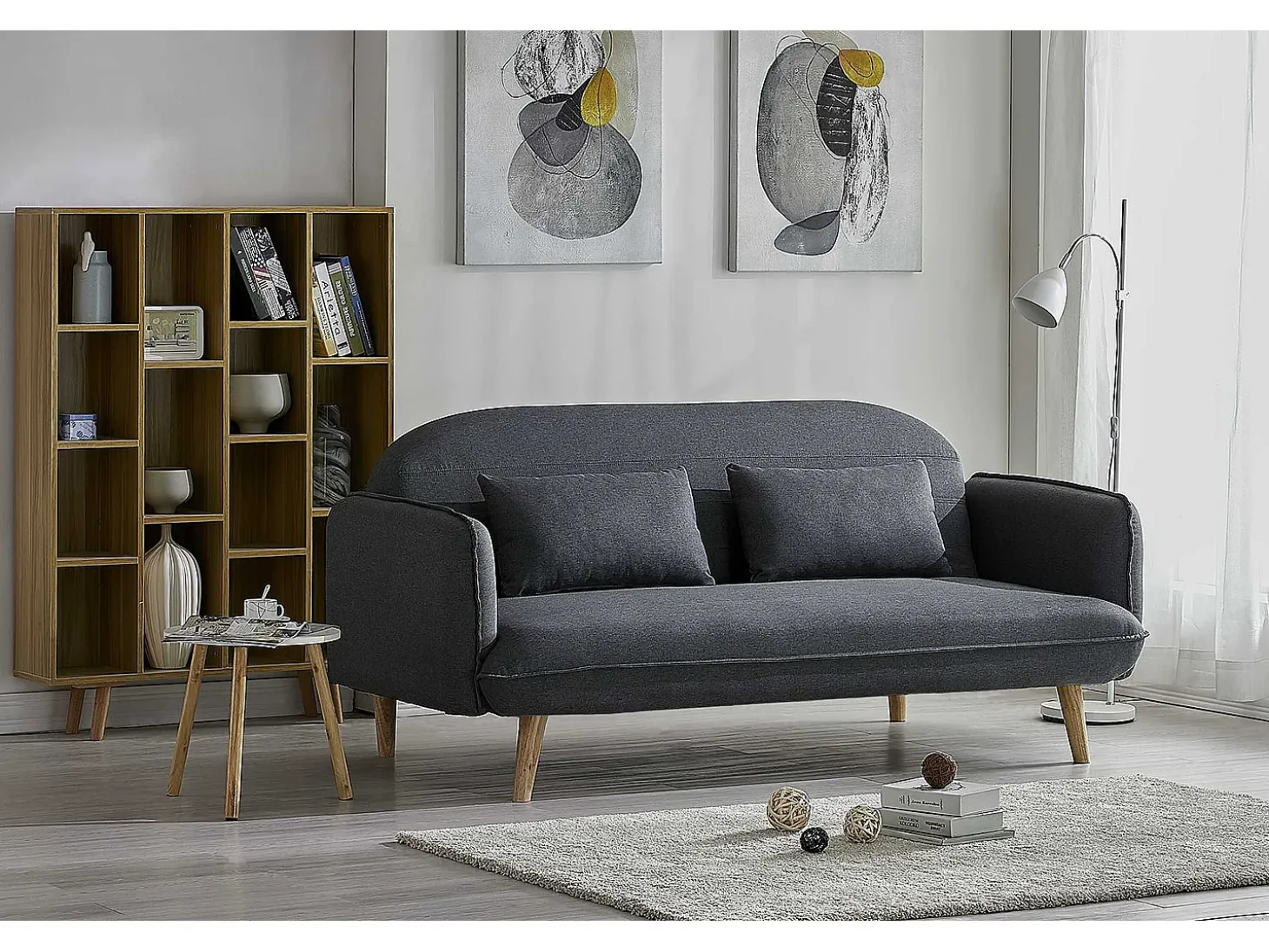 Sofá Cama Conversível Escandinavo 3 Lugares Cinza SOTCHI - Estilo Moderno e Tendência