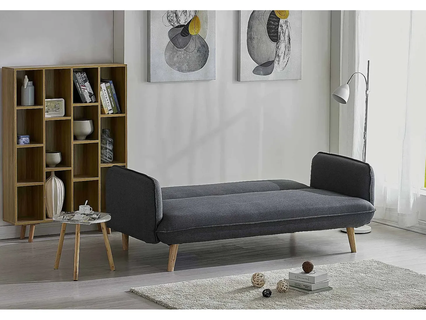Sofá Cama Conversível Escandinavo 3 Lugares Cinza SOTCHI - Estilo Moderno e Tendência