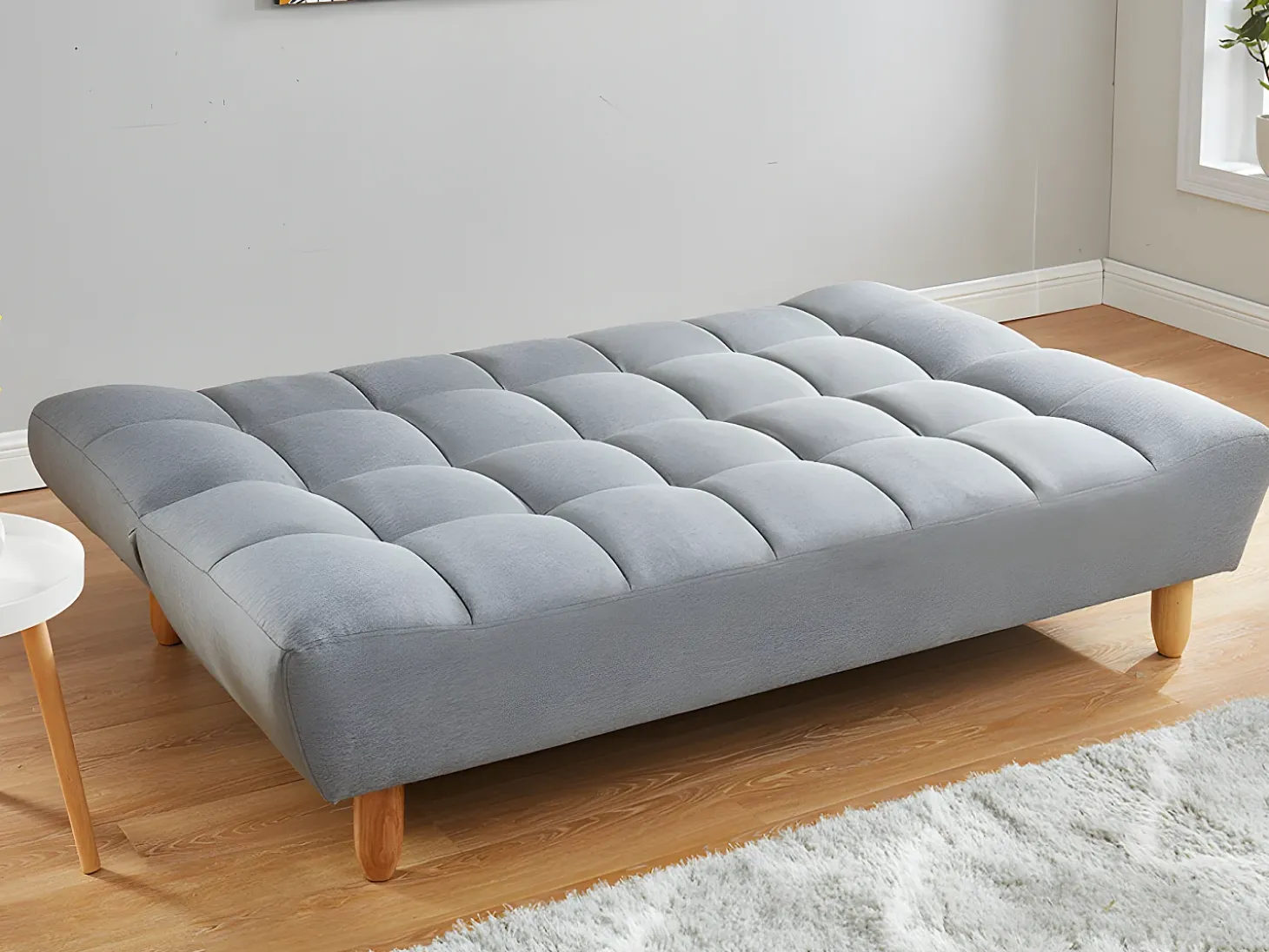 Sofá cama de 3 lugares em tecido Cinzento - ESTEBAN