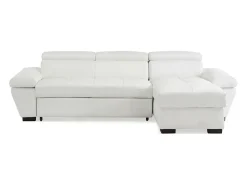 Sofá cama de canto direito em dois materiais branco JONOVA