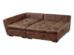 Sofá cama de canto esquerdo em microfibra Castanho ROMANE II