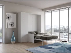 Sofá Cama Kentaro 120 em Cinza Branco com coluna esquerda-direita