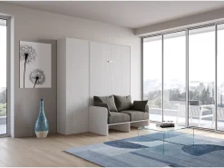 Sofá Cama Kentaro 120 em Cinza Branco com coluna esquerda-direita