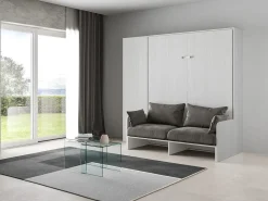 Sofá Cama Kentaro 120 em Cinza Branco com coluna esquerda-direita