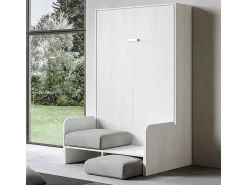 Sofá cama Kentaro Noce 120 com móvel de parede articulado