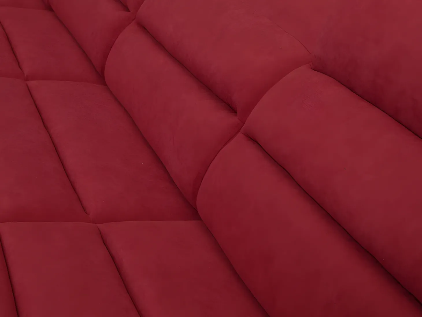 Sofá canto direito modular tecido e pele sintética vermelho e preto BOILEAU