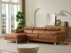Sofá canto em pele Caramelo -Canto esquerdo - EXCELSIOR II