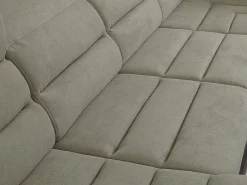 Sofá canto esquerdo modular tecido e pele sintética bege e castanho BOILEAU