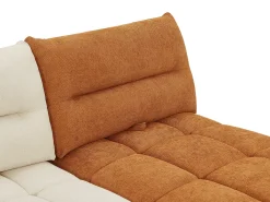 Sofá canto panorâmico modular e pufe encosto função avança-recua bege e terracota APOLIU