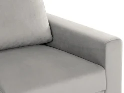 Sofá Chaise Longue de 3 Lugares Reversível em Poliéster Cinza Claro