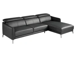 Sofá chaise longue direito em pele preta 6041 ANGEL CERDA