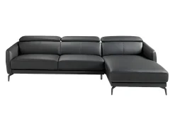 Sofá chaise longue direito em pele preta 6041 ANGEL CERDA