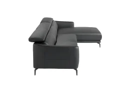 Sofá chaise longue direito em pele preta 6041 ANGEL CERDA