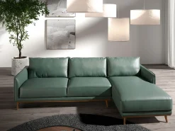 Sofá chaise longue direito em pele verde 6199 ANGEL CERDA