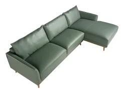 Sofá chaise longue direito em pele verde 6199 ANGEL CERDA