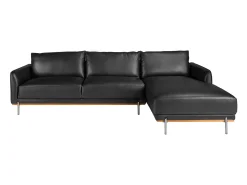 Sofá chaise longue direito em pele preta 6197 ANGEL CERDA
