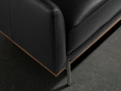 Sofá chaise longue direito em pele preta 6197 ANGEL CERDA