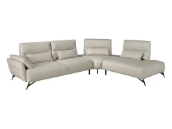 Sofá chaise longue direito em pele de areia 6213 ANGEL CERDA
