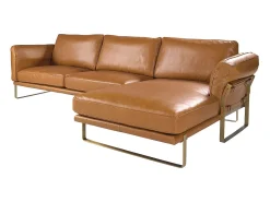 Sofá chaise longue direito em pele camel 6232 ANGEL CERDA