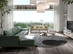 Sofá chaise longue esquerdo em pele verde 6200 ANGEL CERDA