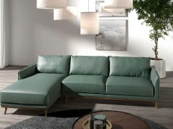 Sofá chaise longue esquerdo em pele verde 6200 ANGEL CERDA