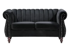 Sofá chesterfield 2 lugares em veludo preto TRUMBO