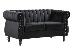 Sofá chesterfield 2 lugares em veludo preto TRUMBO