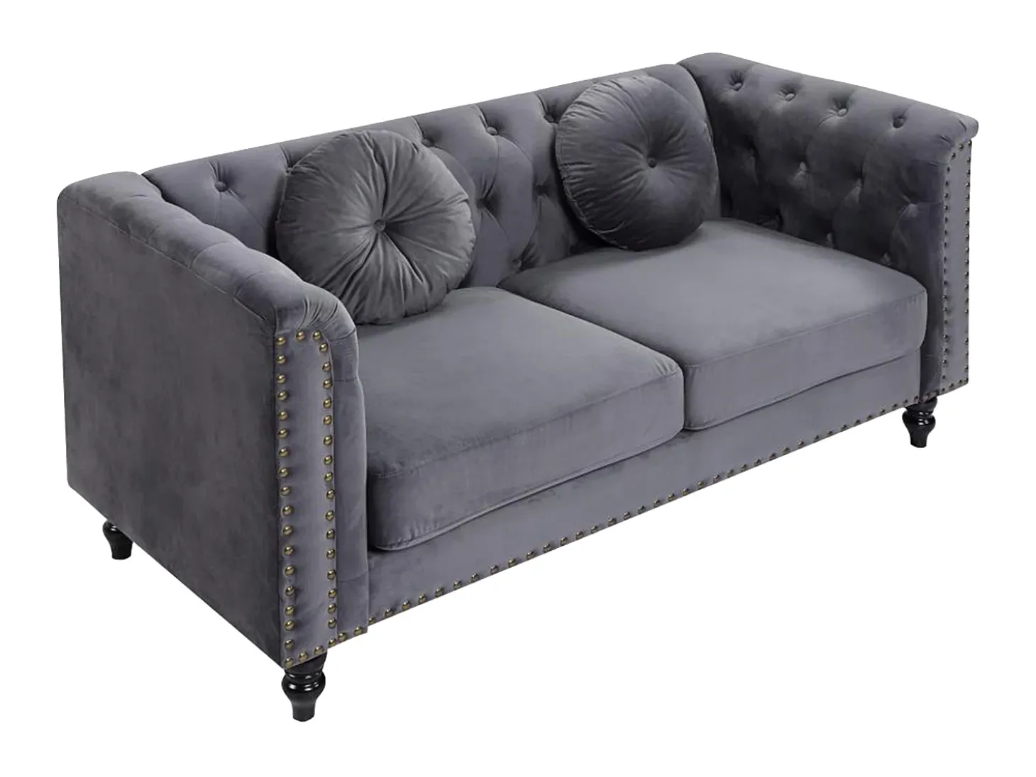 Sofá chesterfield 2 lugares em veludo antracite TURNER