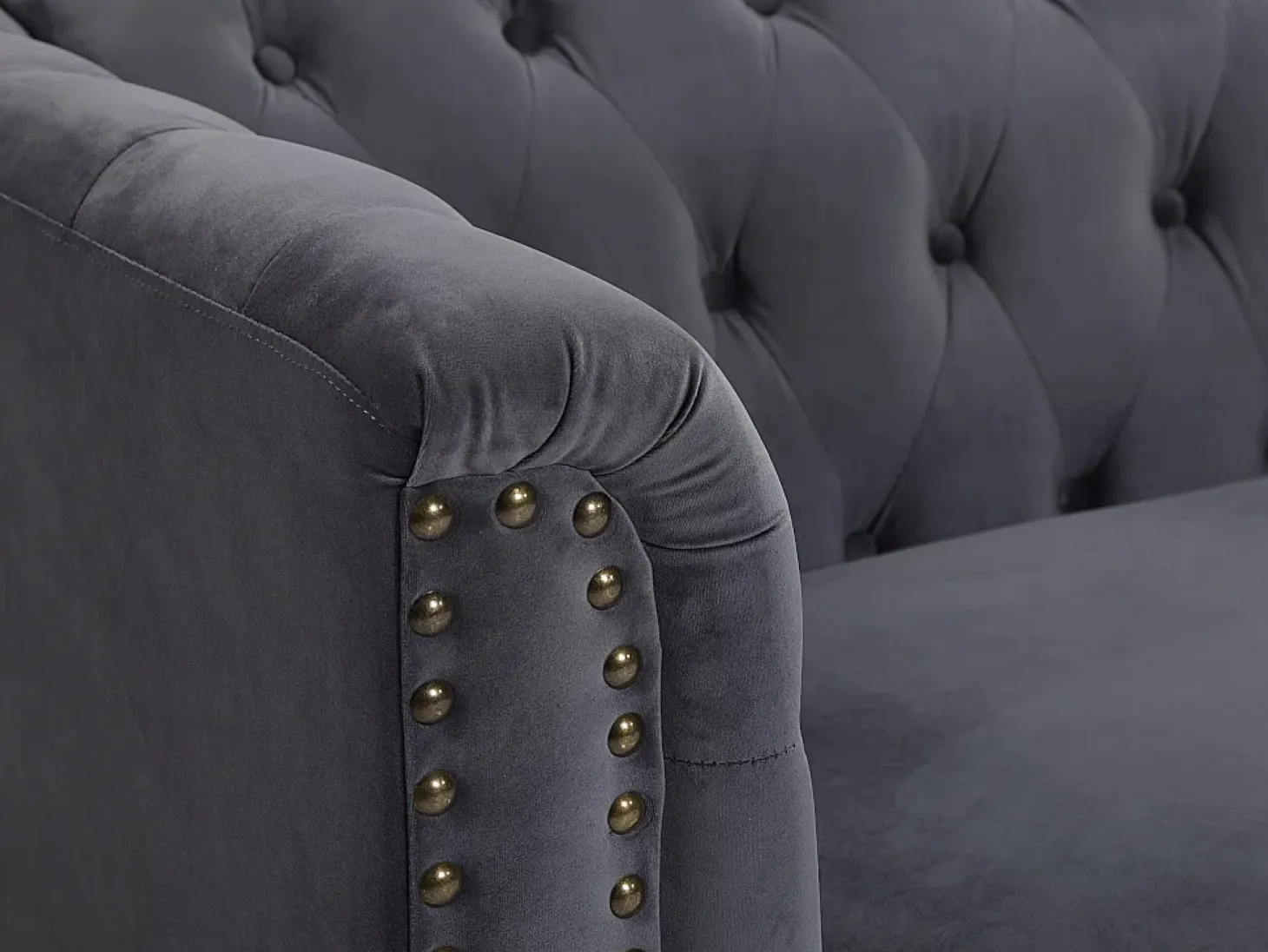 Sofá chesterfield 2 lugares em veludo antracite TURNER