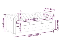 Sofá Chesterfield 3 lugares couro artificial castanho