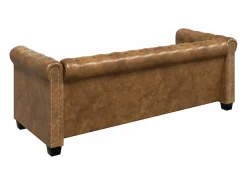 Sofá Chesterfield 3 lugares couro artificial castanho
