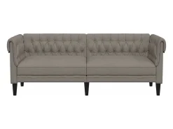 Sofá chesterfield 3 lugares tecido cinzento-acastanhado