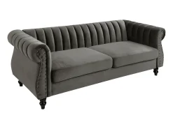 Sofá chesterfield 3 lugares estilo chesterfield em veludo antracite TRUMBO