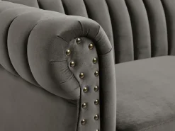 Sofá chesterfield 3 lugares estilo chesterfield em veludo antracite TRUMBO