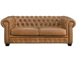 Sofá chesterfield 3+1 lugares 100% pele de búfalo superior caramelho vintage BRENTON