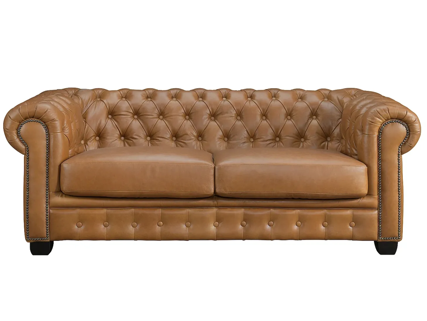 Sofá chesterfield 3+1 lugares 100% pele de búfalo superior caramelho vintage BRENTON